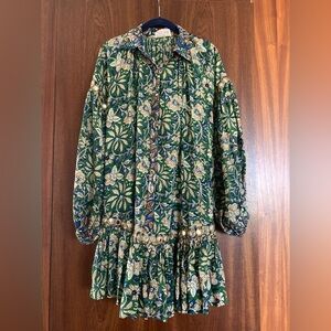 Miss June Paris Floral Green and Blue Dress